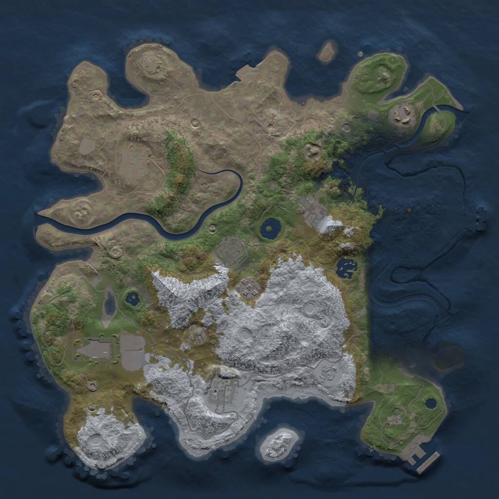 Rust Map: Procedural Map, Size: 3600, Seed: 32045391, 14 Monuments