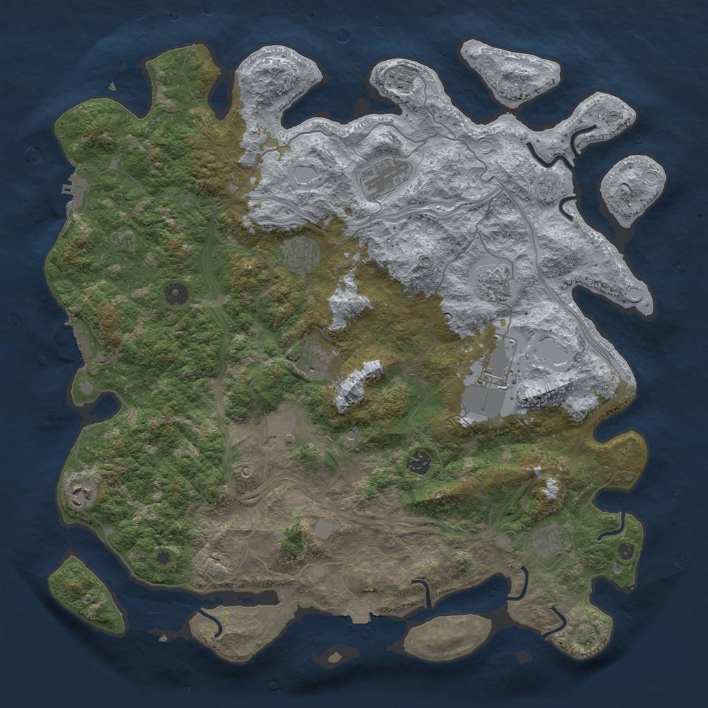 Rust Map: Procedural Map, Size: 4500, Seed: 61279929, 18 Monuments