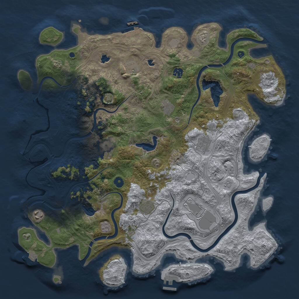Rust Map: Procedural Map, Size: 4500, Seed: 1011979815, 16 Monuments