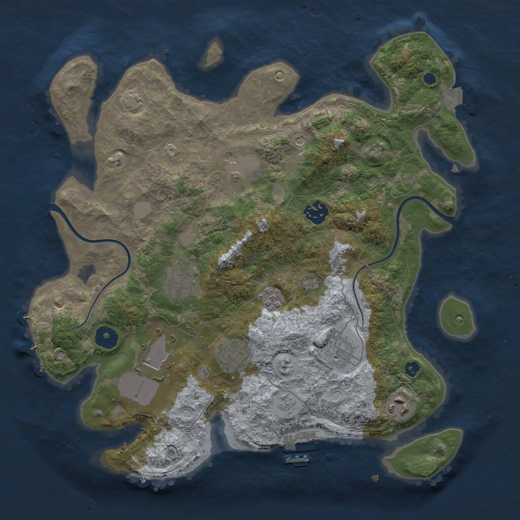 Rust Map: Procedural Map, Size: 3500, Seed: 1161115375, 13 Monuments