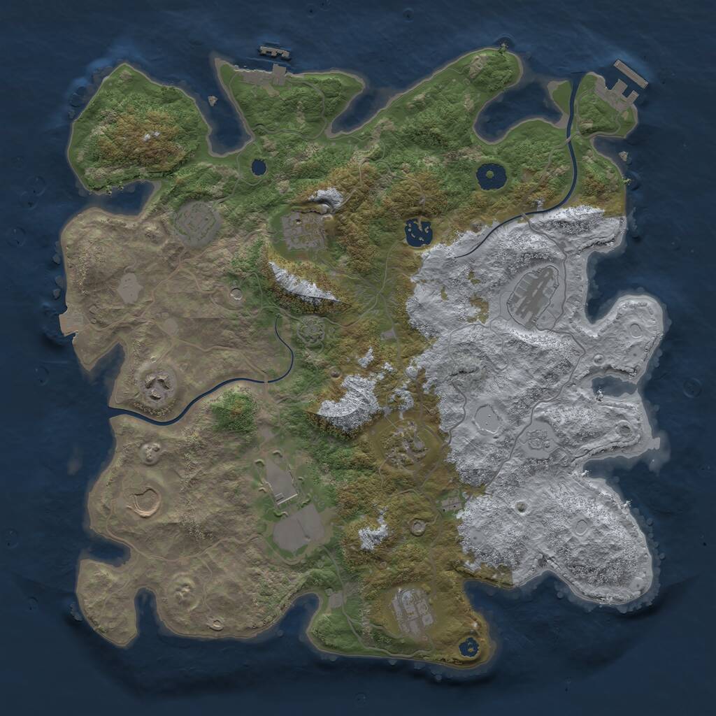 Rust Map: Procedural Map, Size: 3750, Seed: 3414527, 15 Monuments