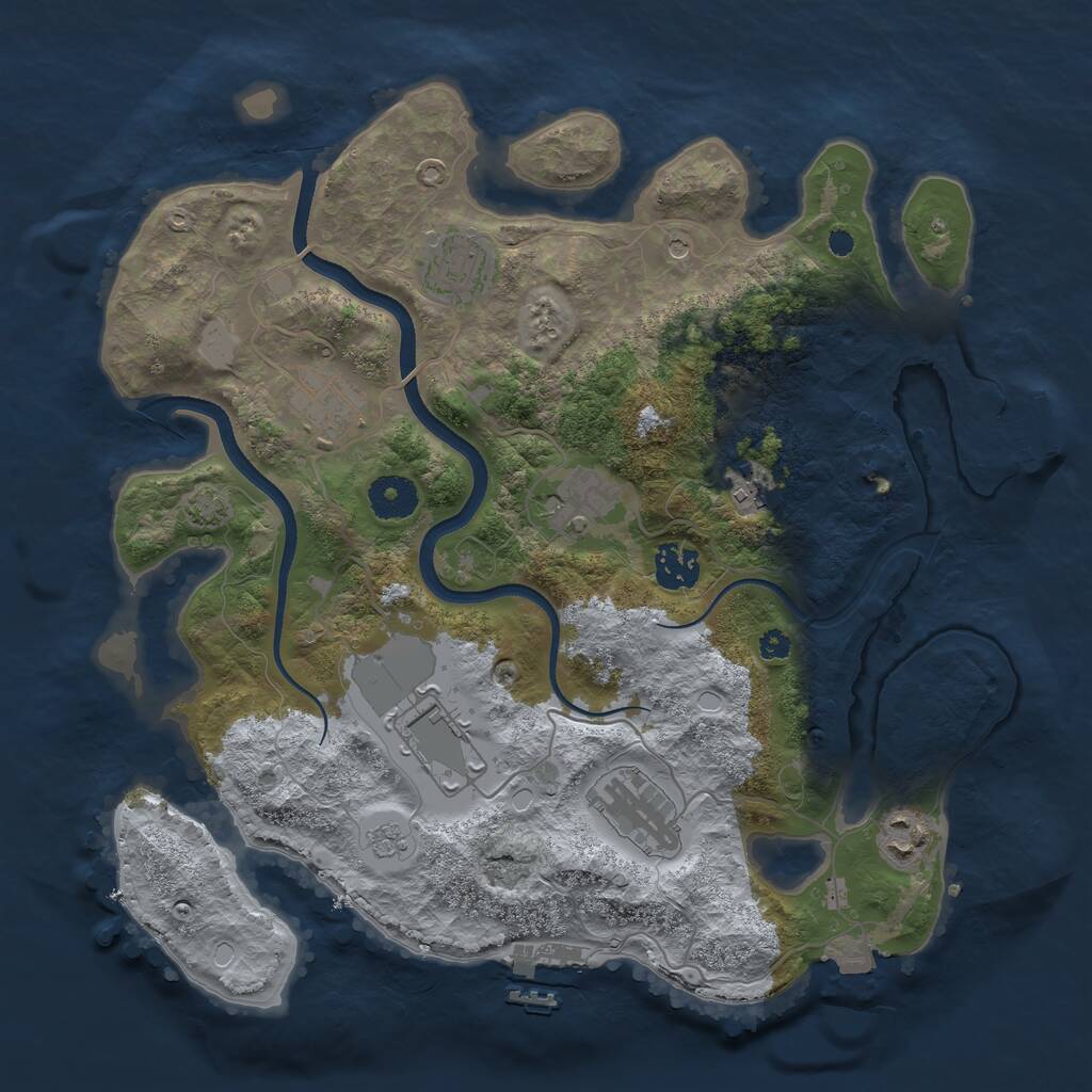 Rust Map: Procedural Map, Size: 3500, Seed: 1757818176, 14 Monuments