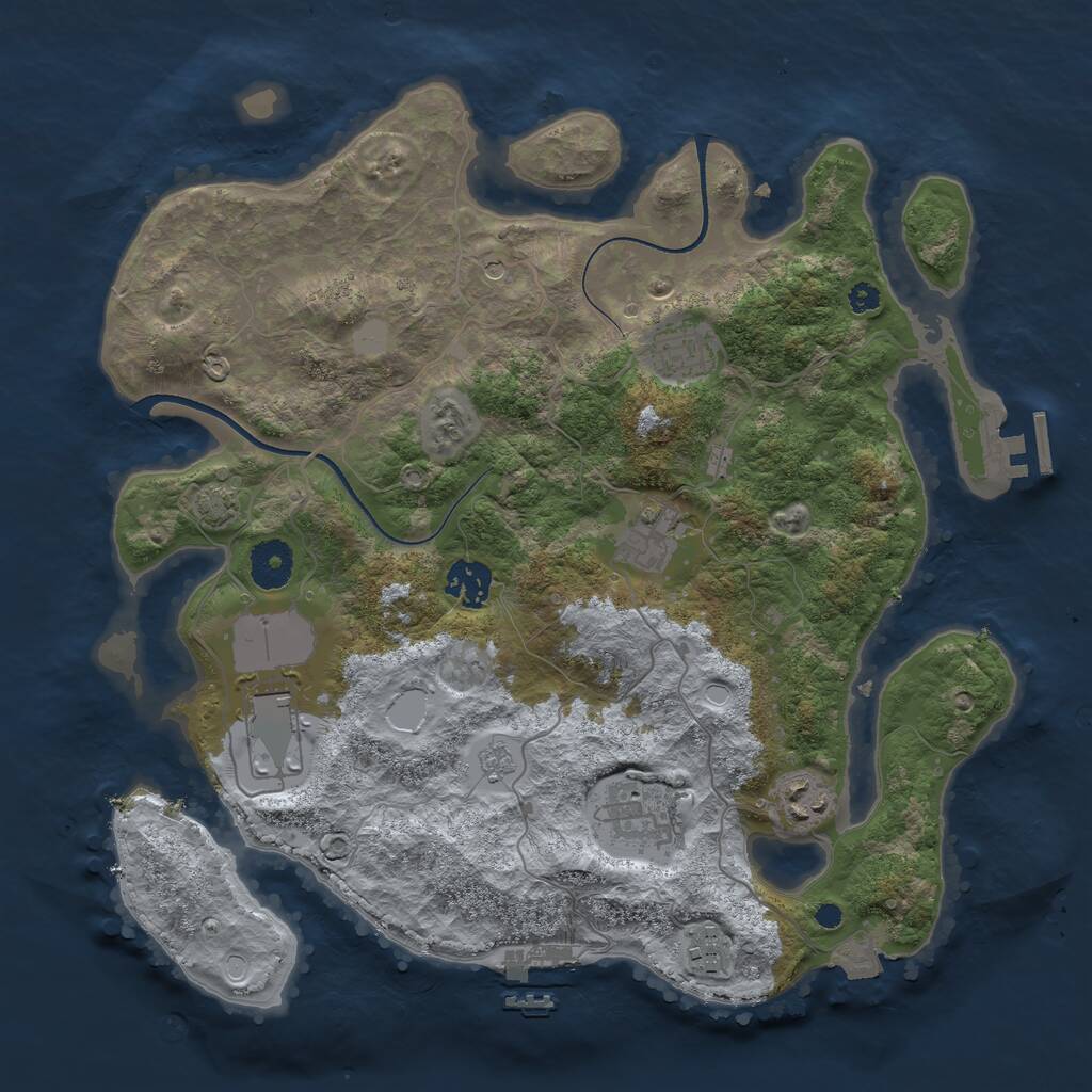 Rust Map: Procedural Map, Size: 3500, Seed: 1757818176, 13 Monuments