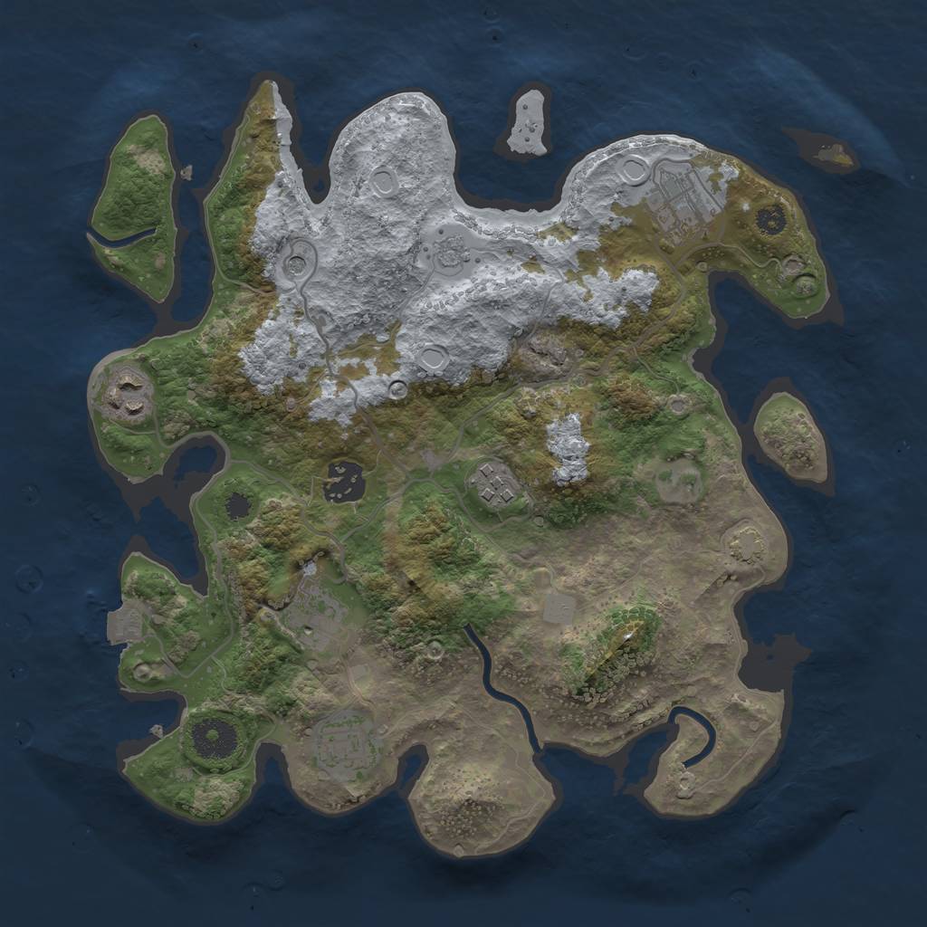 Rust Map: Procedural Map, Size: 3200, Seed: 81334793, 12 Monuments