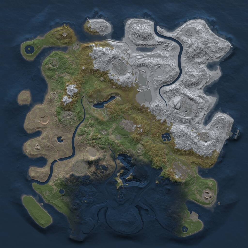 Rust Map: Procedural Map, Size: 4000, Seed: 24155289, 16 Monuments