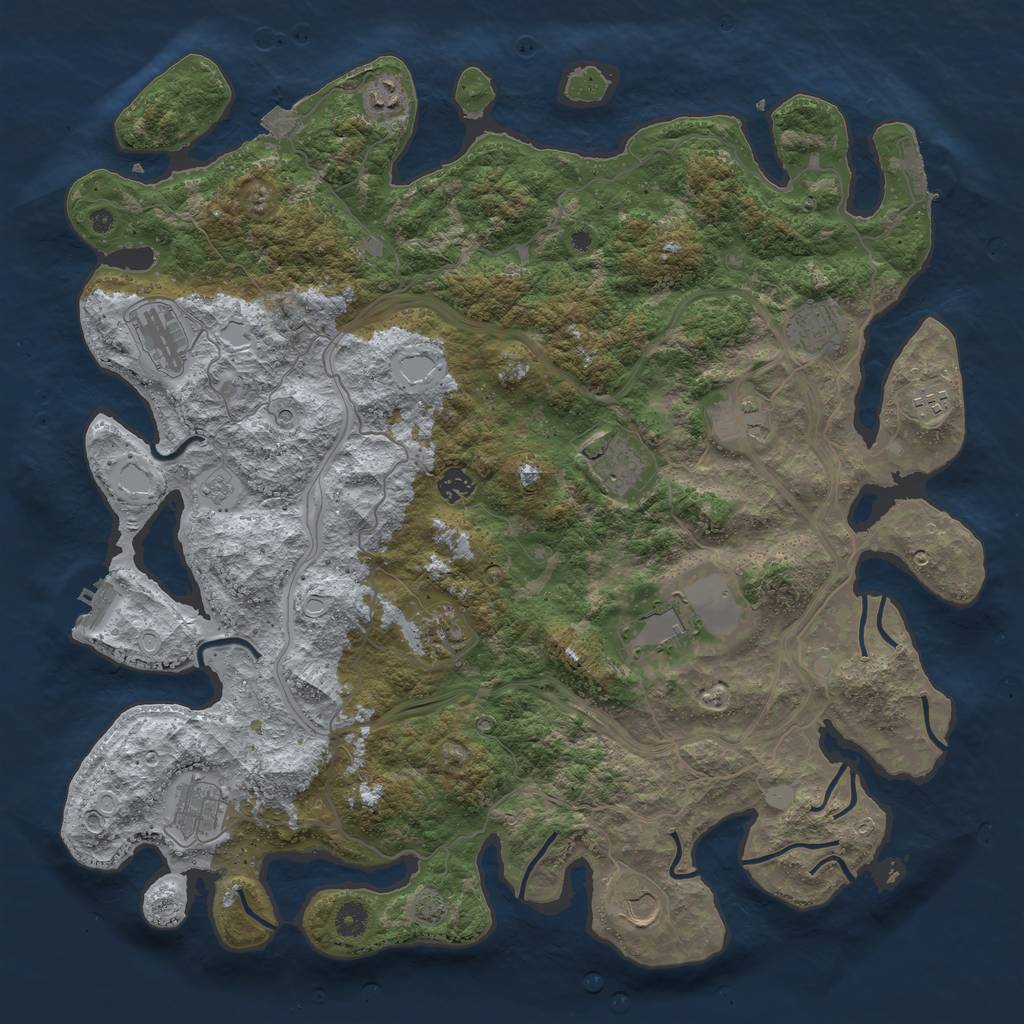Rust Map: Procedural Map, Size: 4500, Seed: 1075567416, 19 Monuments