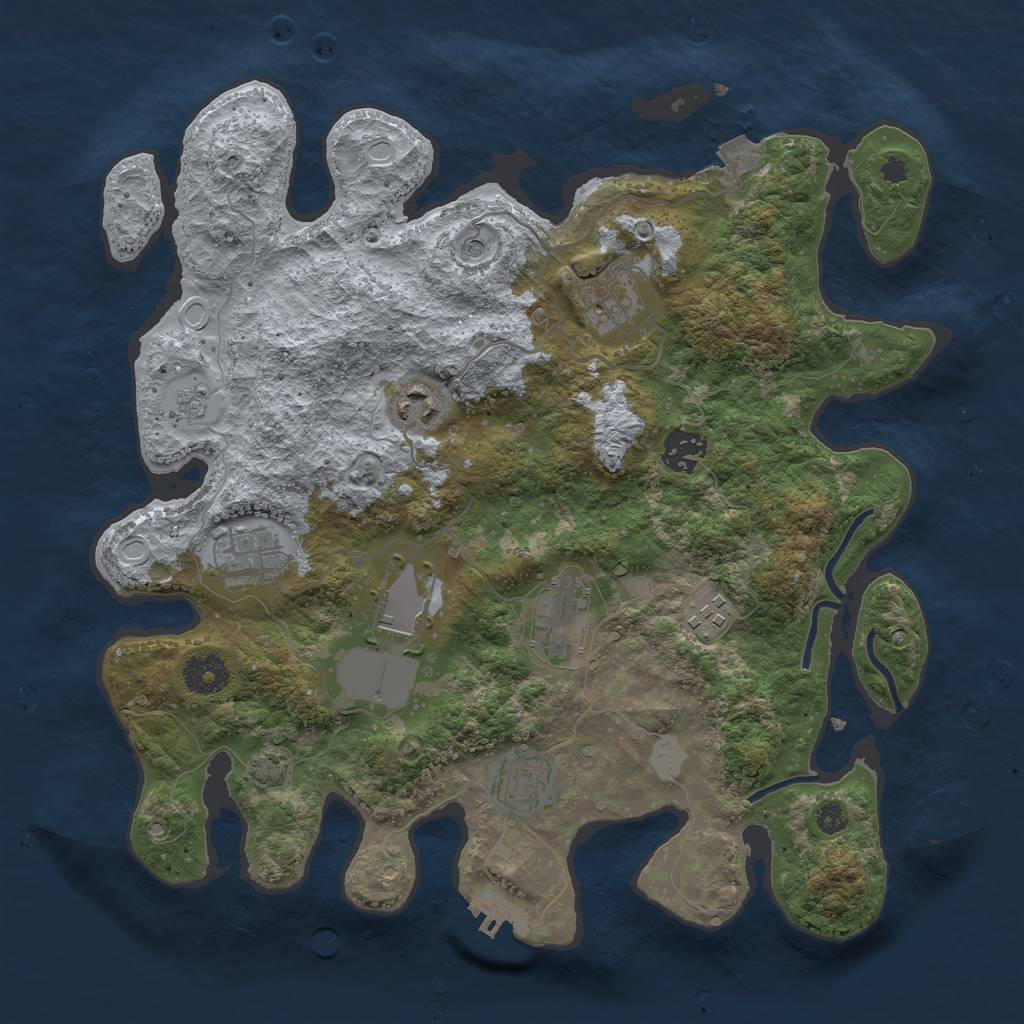 Rust Map: Procedural Map, Size: 3500, Seed: 120314054, 15 Monuments