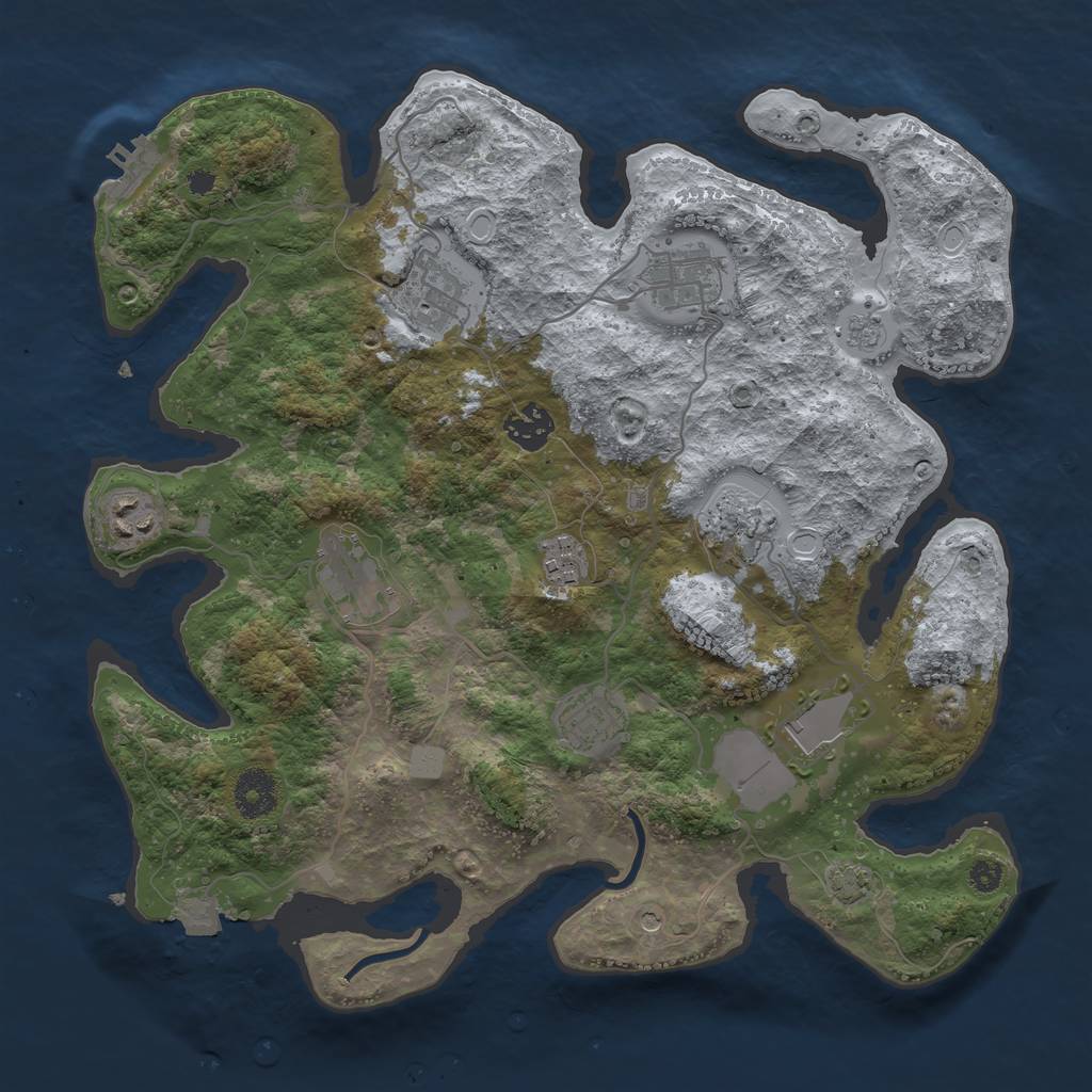 Rust Map: Procedural Map, Size: 3500, Seed: 1707888911, 16 Monuments
