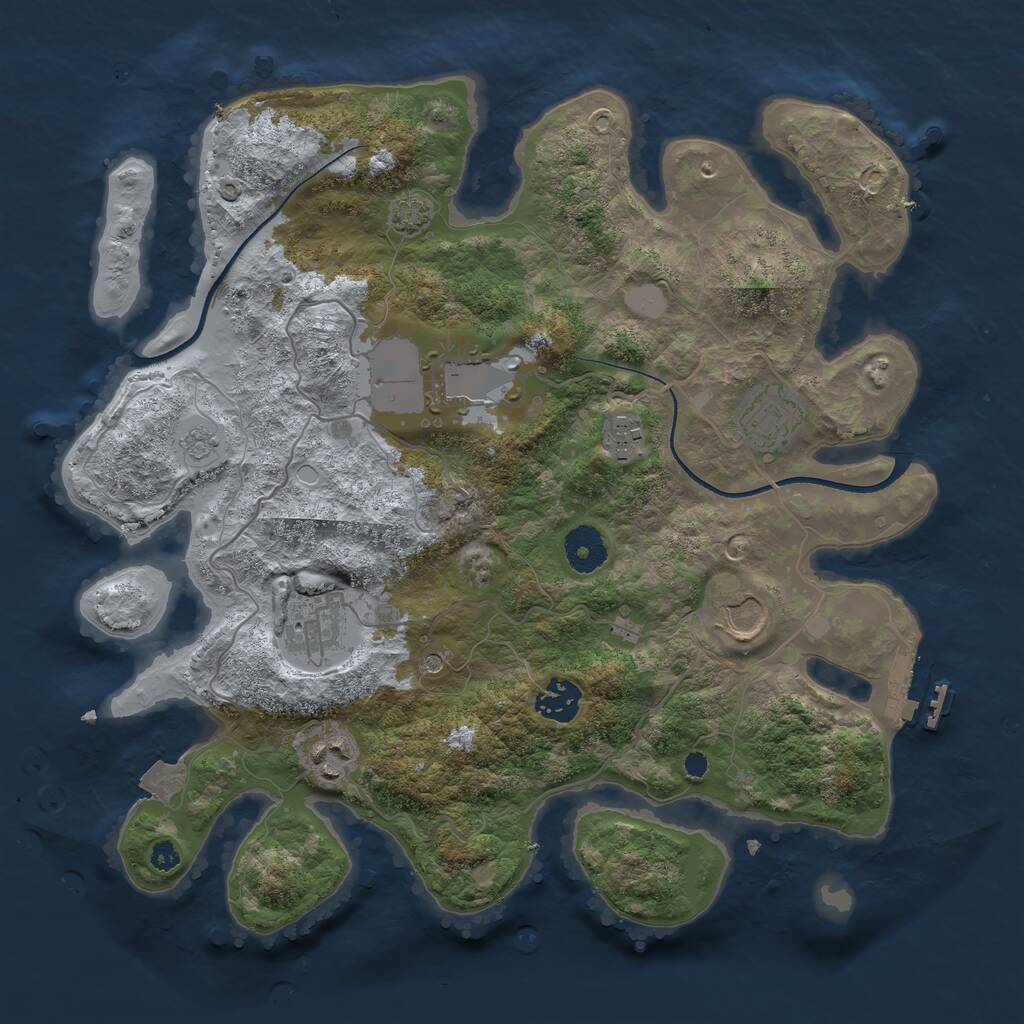 Rust Map: Procedural Map, Size: 3500, Seed: 1263230334, 12 Monuments