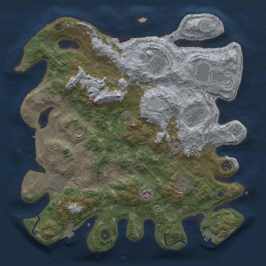 Rust Map: Procedural Map, Size: 4000, Seed: 1021898346, 17 Monuments