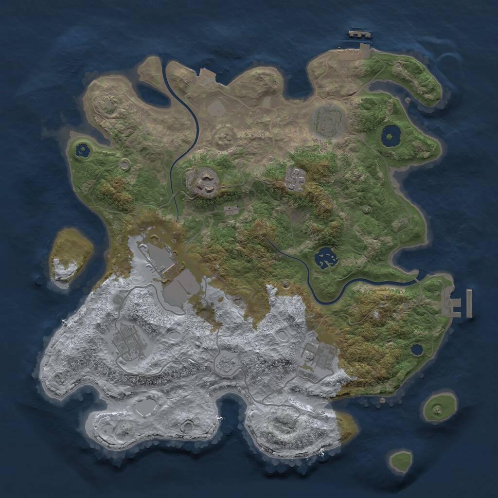 Rust Map: Procedural Map, Size: 3500, Seed: 81423, 13 Monuments