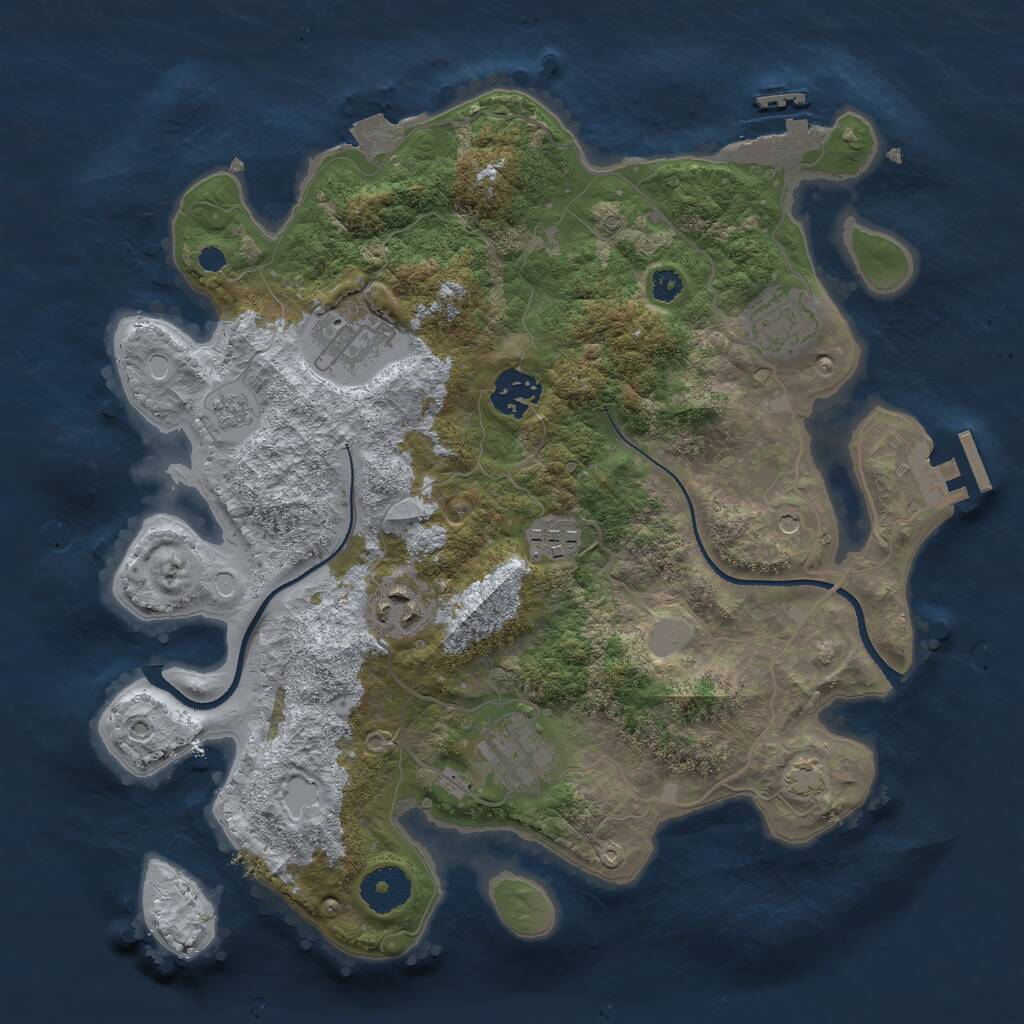Rust Map: Procedural Map, Size: 3250, Seed: 1891066731, 12 Monuments