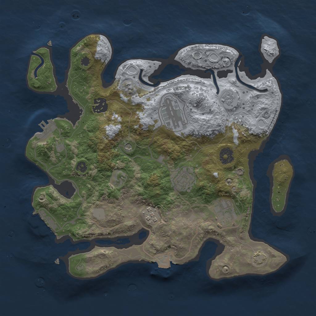 Rust Map: Procedural Map, Size: 3000, Seed: 1176579100, 13 Monuments