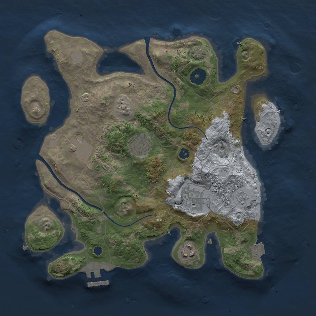 Rust Map: Procedural Map, Size: 3000, Seed: 17565, 8 Monuments