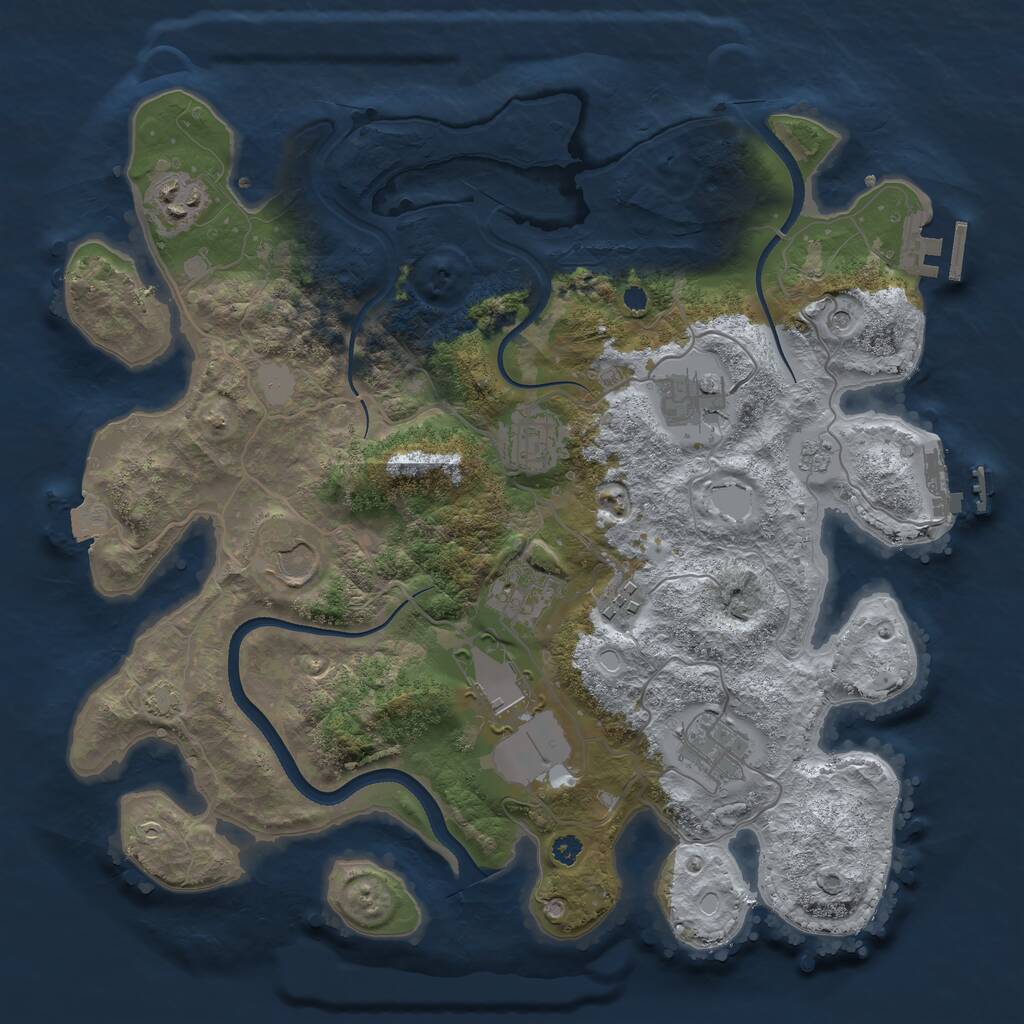 Rust Map: Procedural Map, Size: 3500, Seed: 1733256325, 14 Monuments