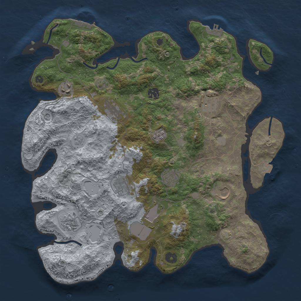 Rust Map: Procedural Map, Size: 3850, Seed: 95, 18 Monuments