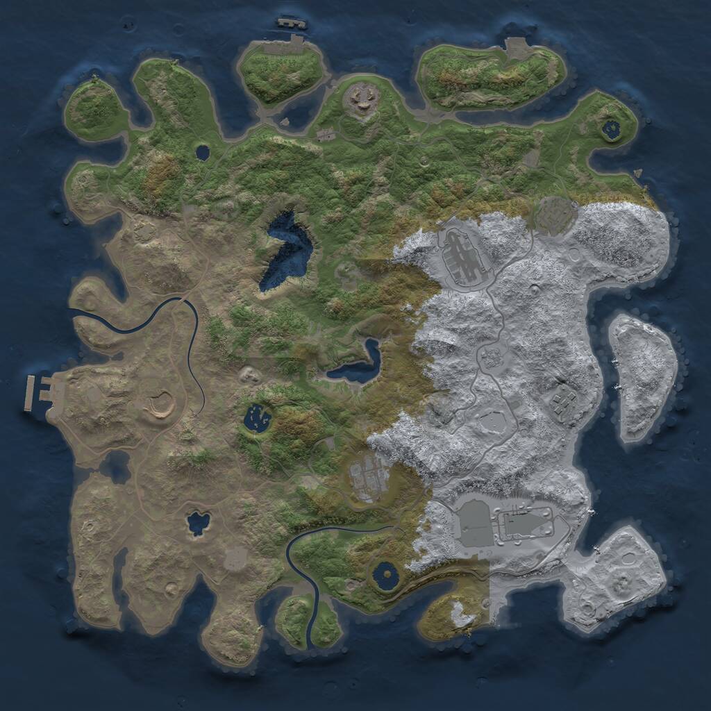 Rust Map: Procedural Map, Size: 4000, Seed: 914325818, 13 Monuments