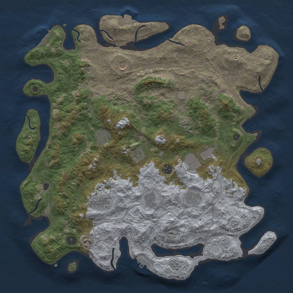 Rust Map: Procedural Map, Size: 4500, Seed: 548202258, 19 Monuments