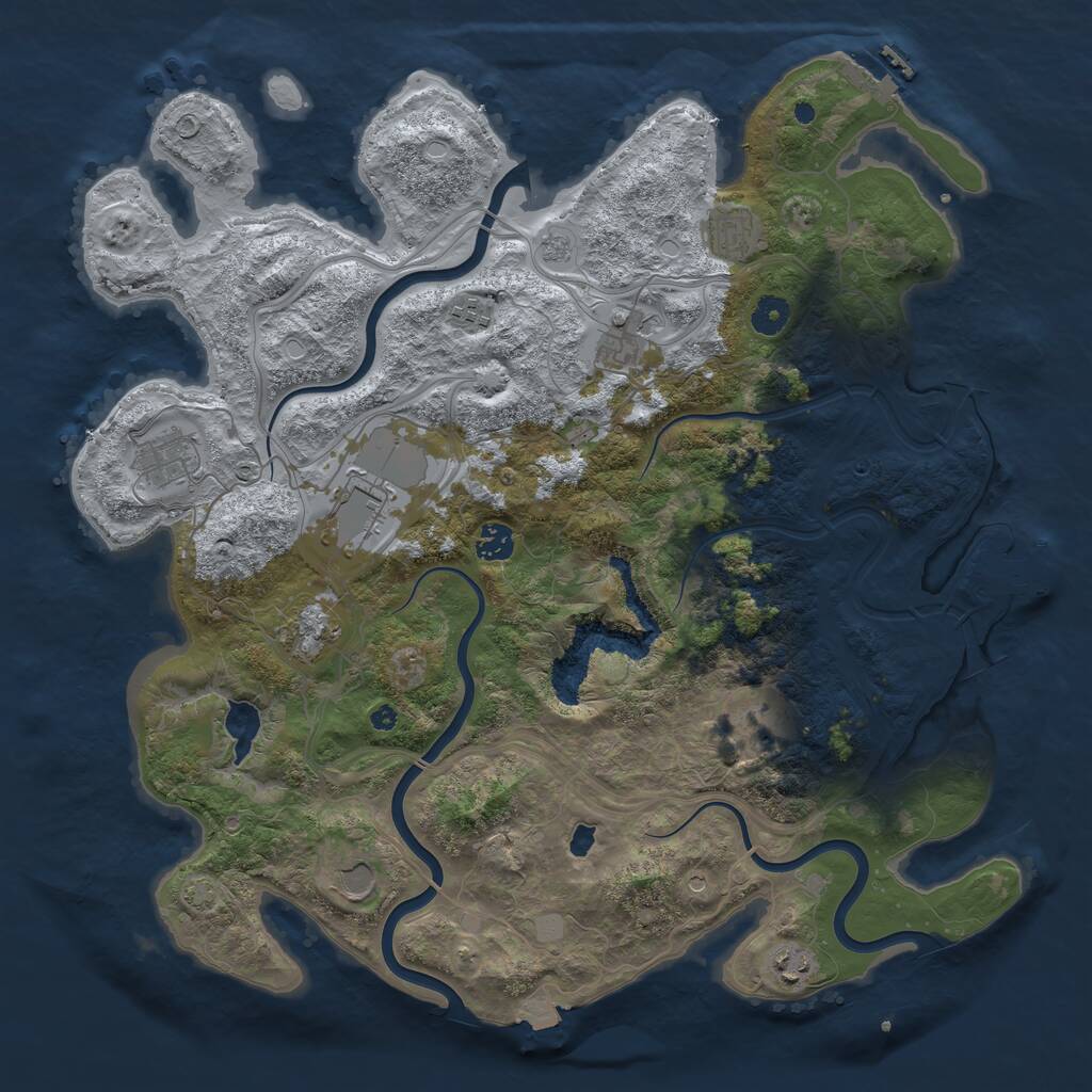 Rust Map: Procedural Map, Size: 4250, Seed: 263283994, 16 Monuments