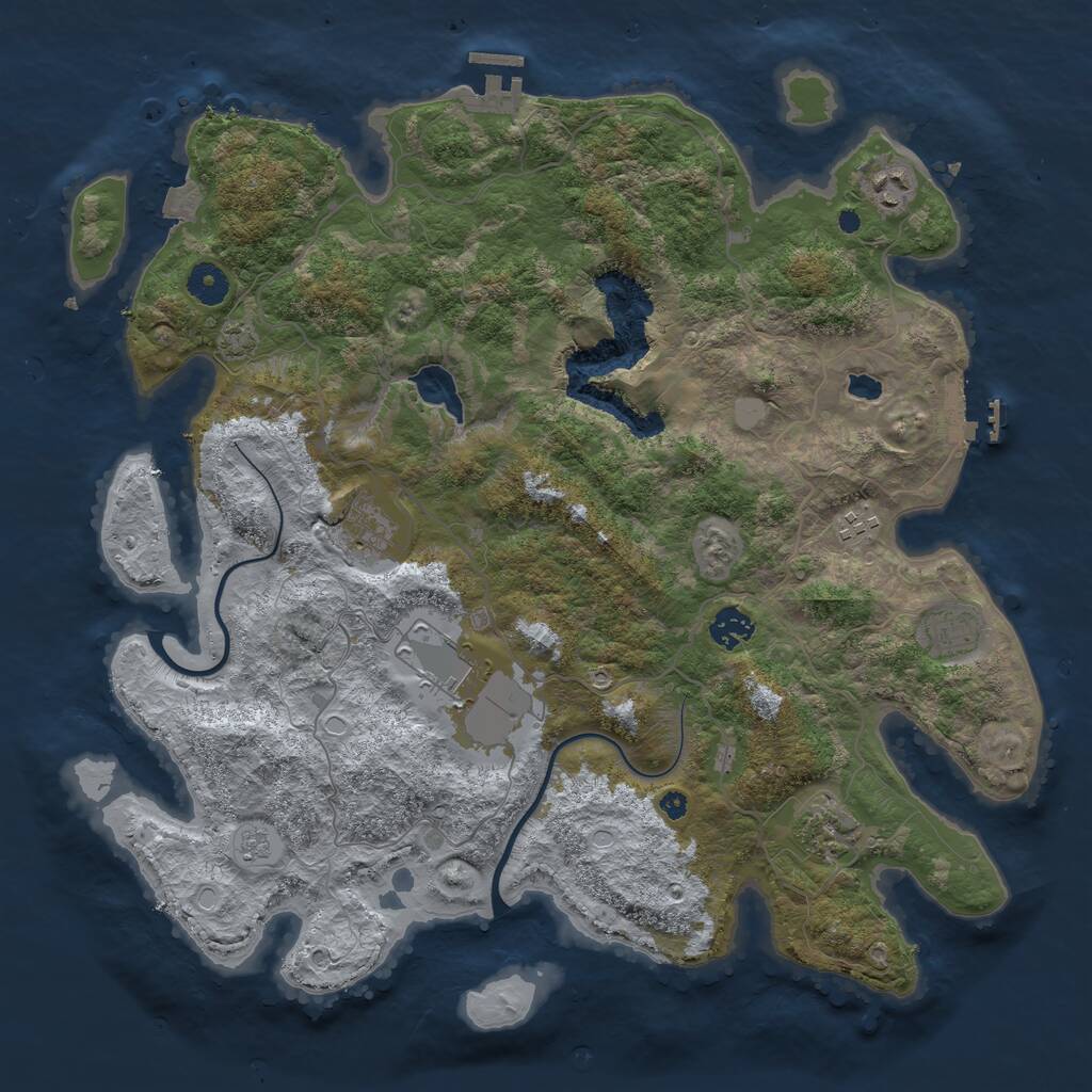 Rust Map: Procedural Map, Size: 4000, Seed: 838342214, 12 Monuments
