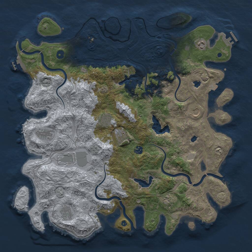 Rust Map: Procedural Map, Size: 4500, Seed: 6236978, 16 Monuments