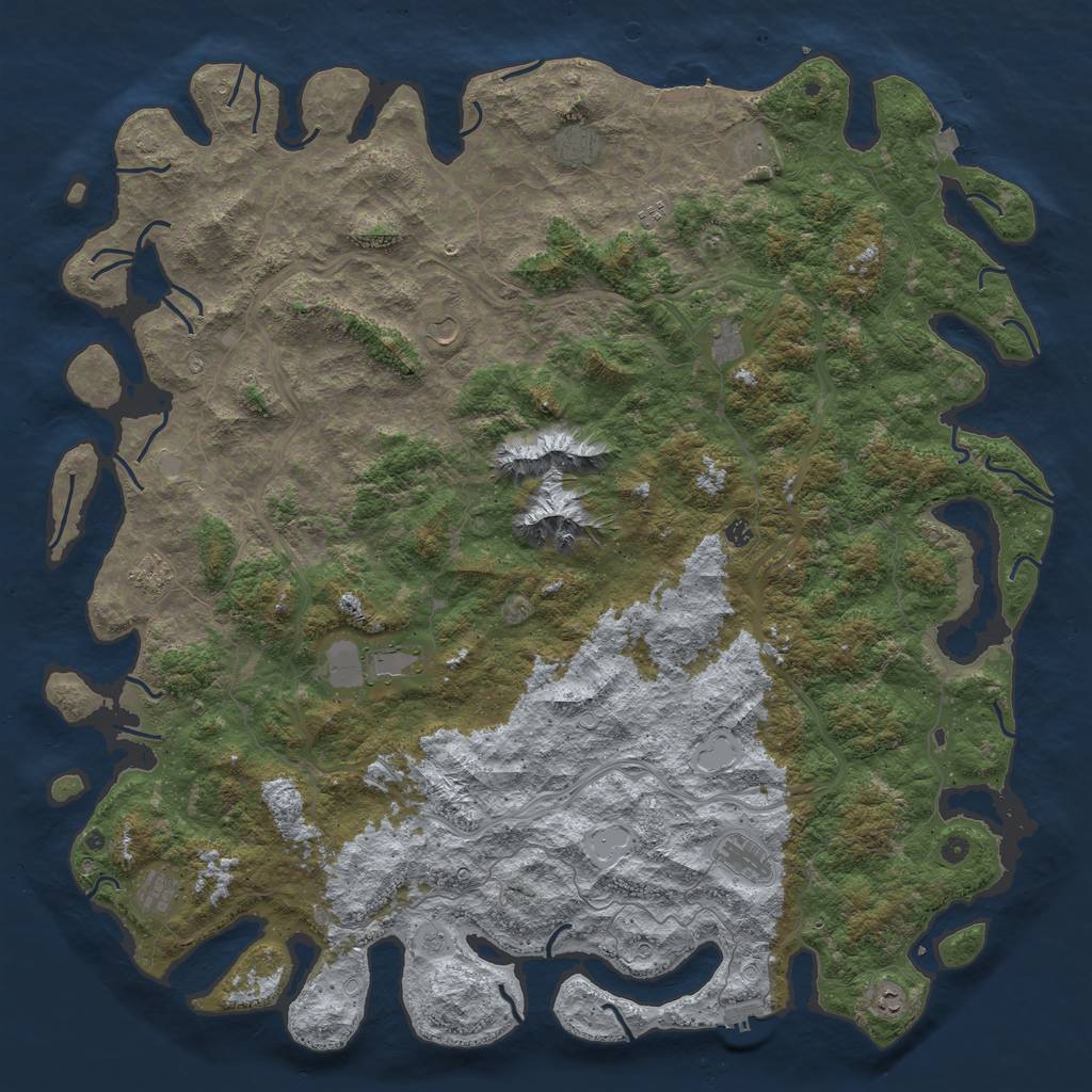 Rust Map: Procedural Map, Size: 6000, Seed: 897973355, 19 Monuments