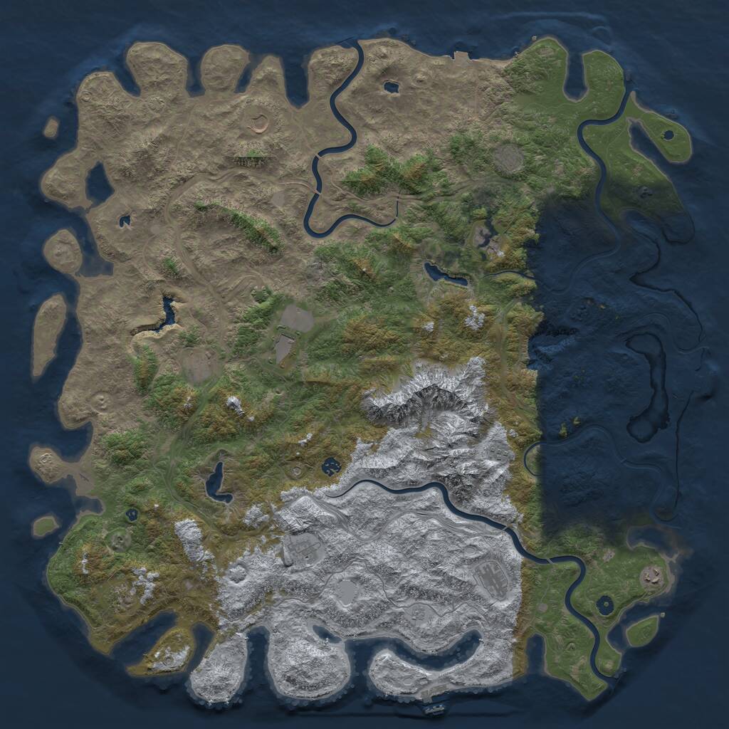 Rust Map: Procedural Map, Size: 6000, Seed: 897973355, 17 Monuments