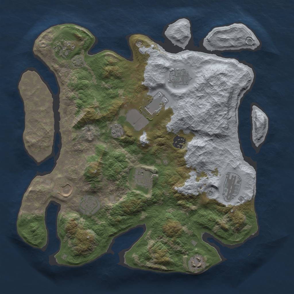 Rust Map: Barren, Size: 3500, Seed: 2023190802, 14 Monuments