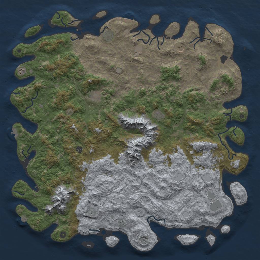Rust Map: Procedural Map, Size: 6000, Seed: 39849135, 19 Monuments