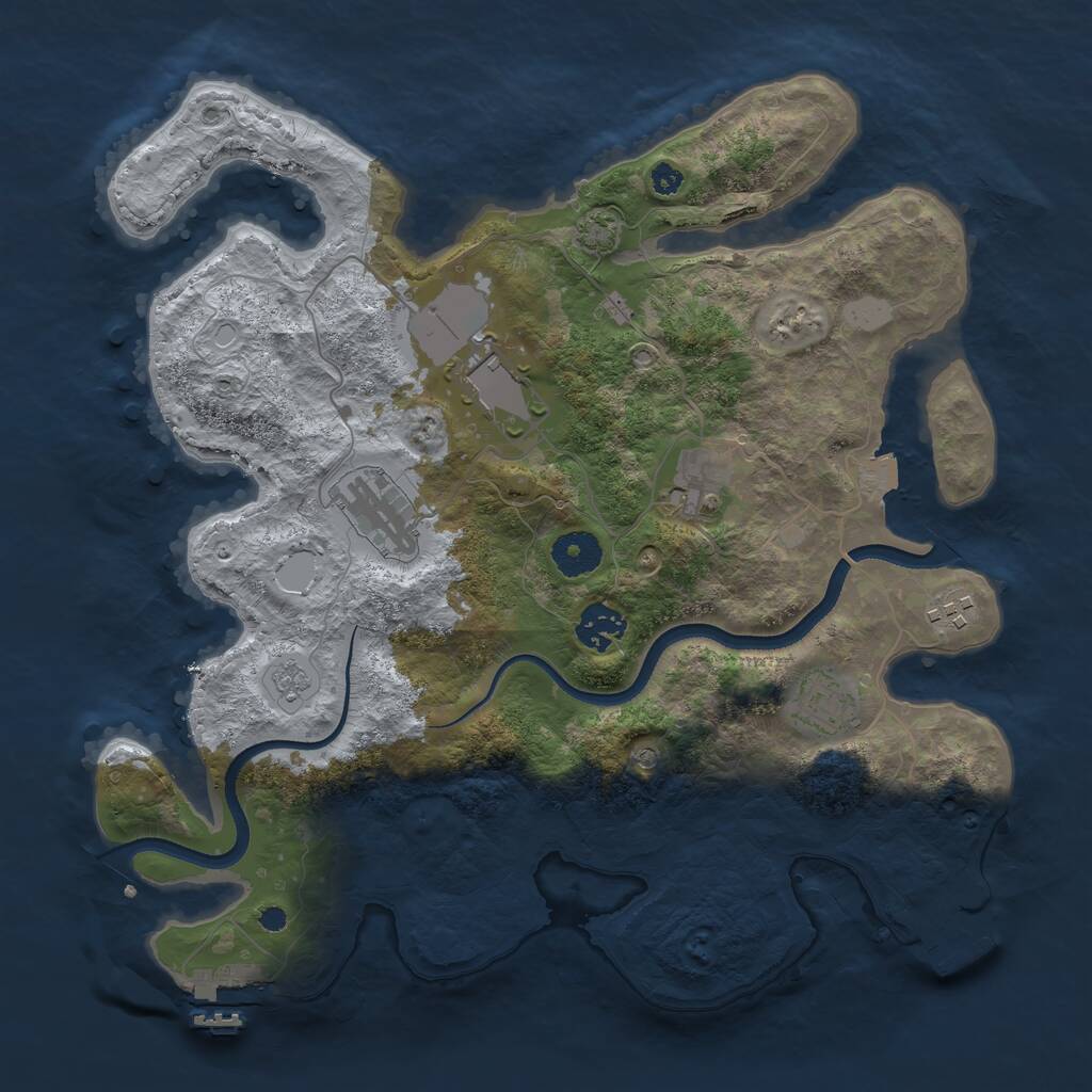 Rust Map: Procedural Map, Size: 3500, Seed: 516156387, 12 Monuments