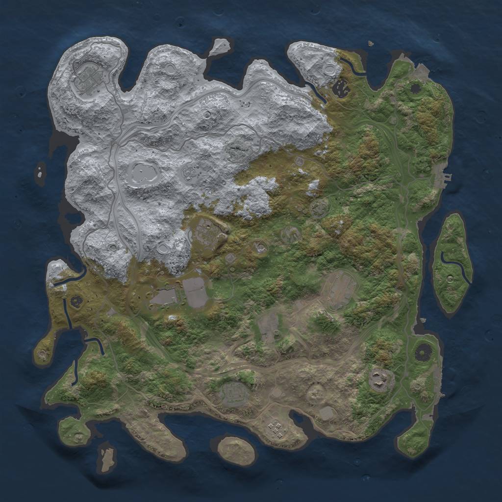 Rust Map: Procedural Map, Size: 4300, Seed: 20123748, 17 Monuments