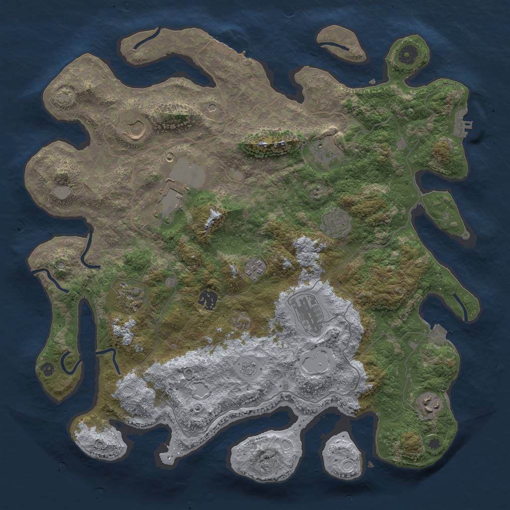 Rust Map: Procedural Map, Size: 4000, Seed: 391540023, 17 Monuments