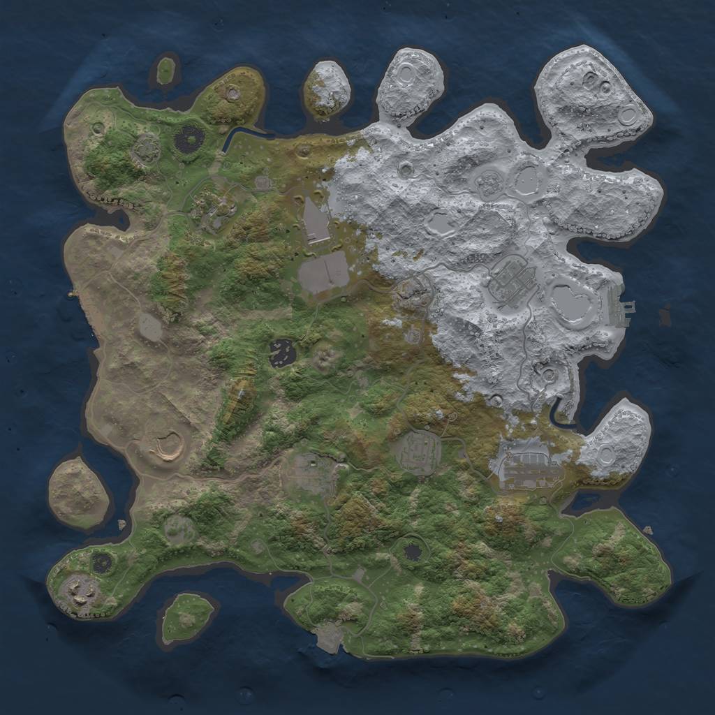 Rust Map: Procedural Map, Size: 3700, Seed: 764383917, 17 Monuments