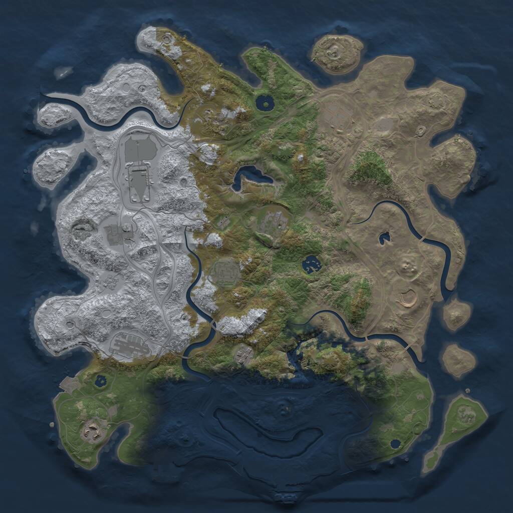 Rust Map: Procedural Map, Size: 4250, Seed: 512070658, 17 Monuments