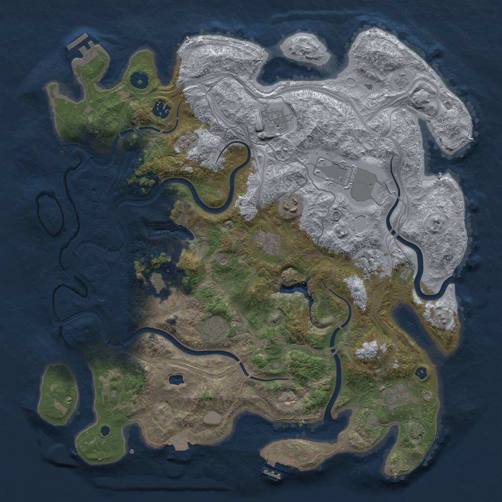 Rust Map: Procedural Map, Size: 4250, Seed: 3766, 16 Monuments