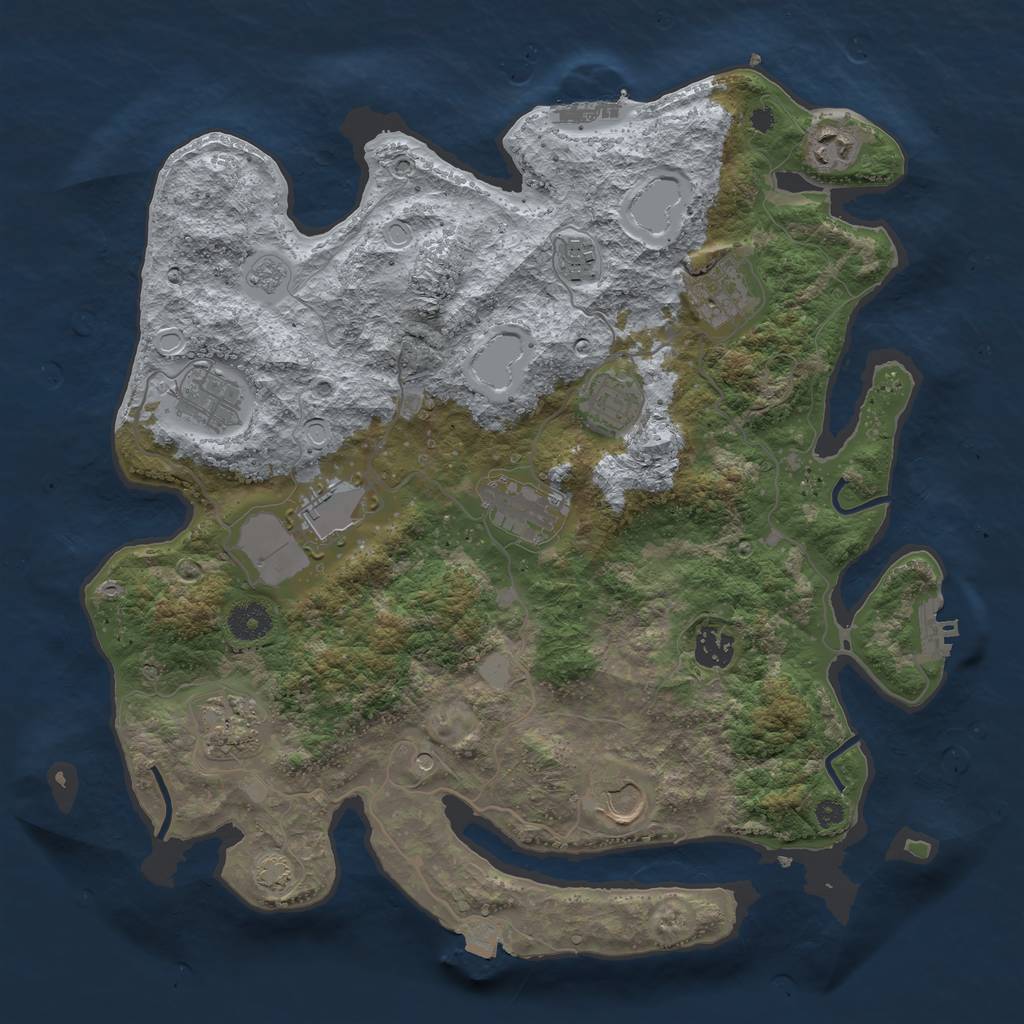 Rust Map: Procedural Map, Size: 3750, Seed: 258274561, 18 Monuments