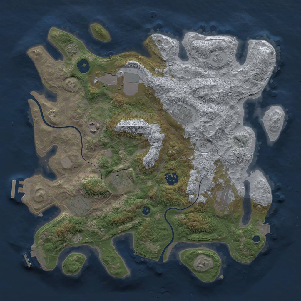 Rust Map: Procedural Map, Size: 3500, Seed: 2141688677, 13 Monuments