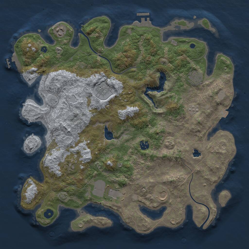 Rust Map: Procedural Map, Size: 4000, Seed: 1394887351, 14 Monuments