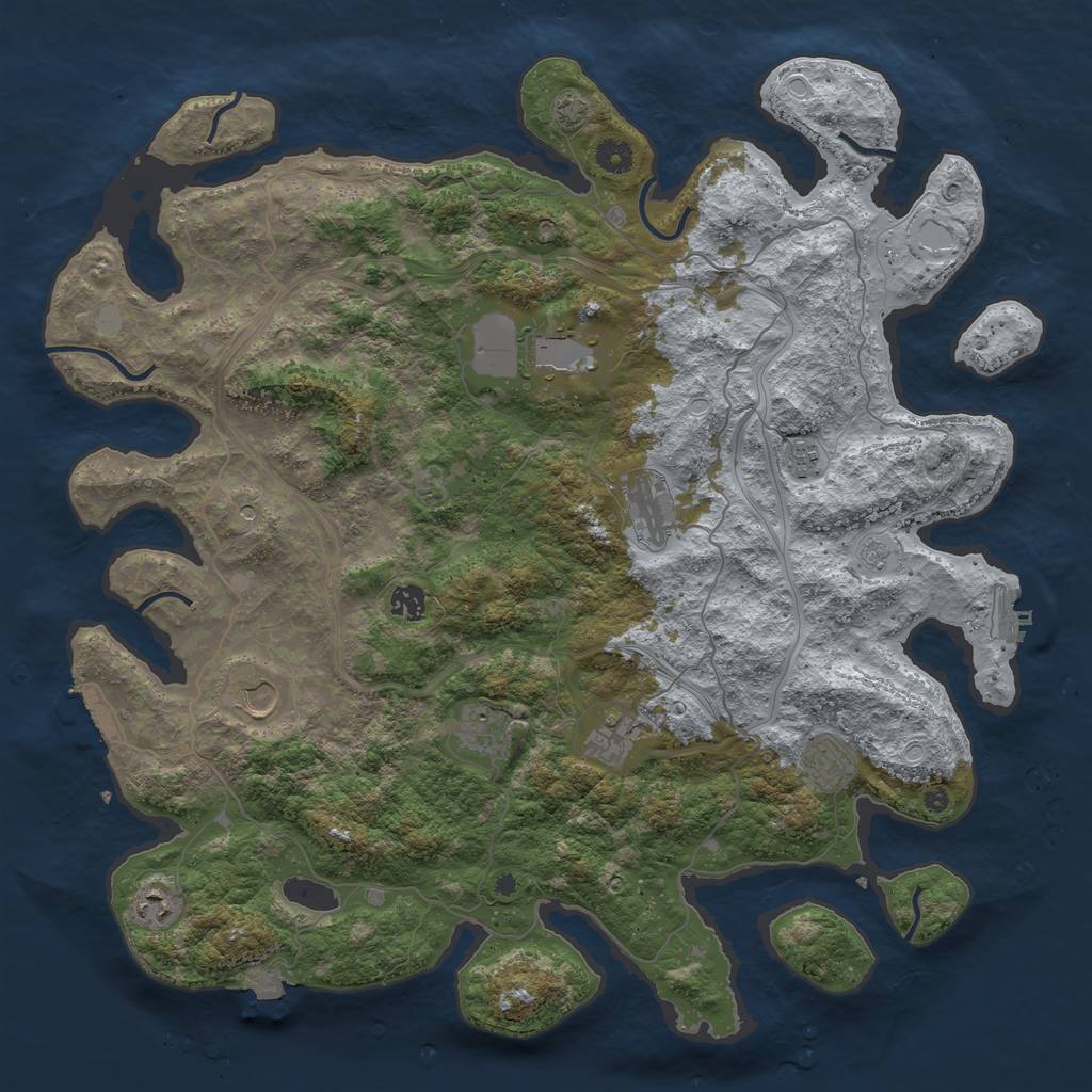 Rust Map: Procedural Map, Size: 4500, Seed: 1296734812, 17 Monuments