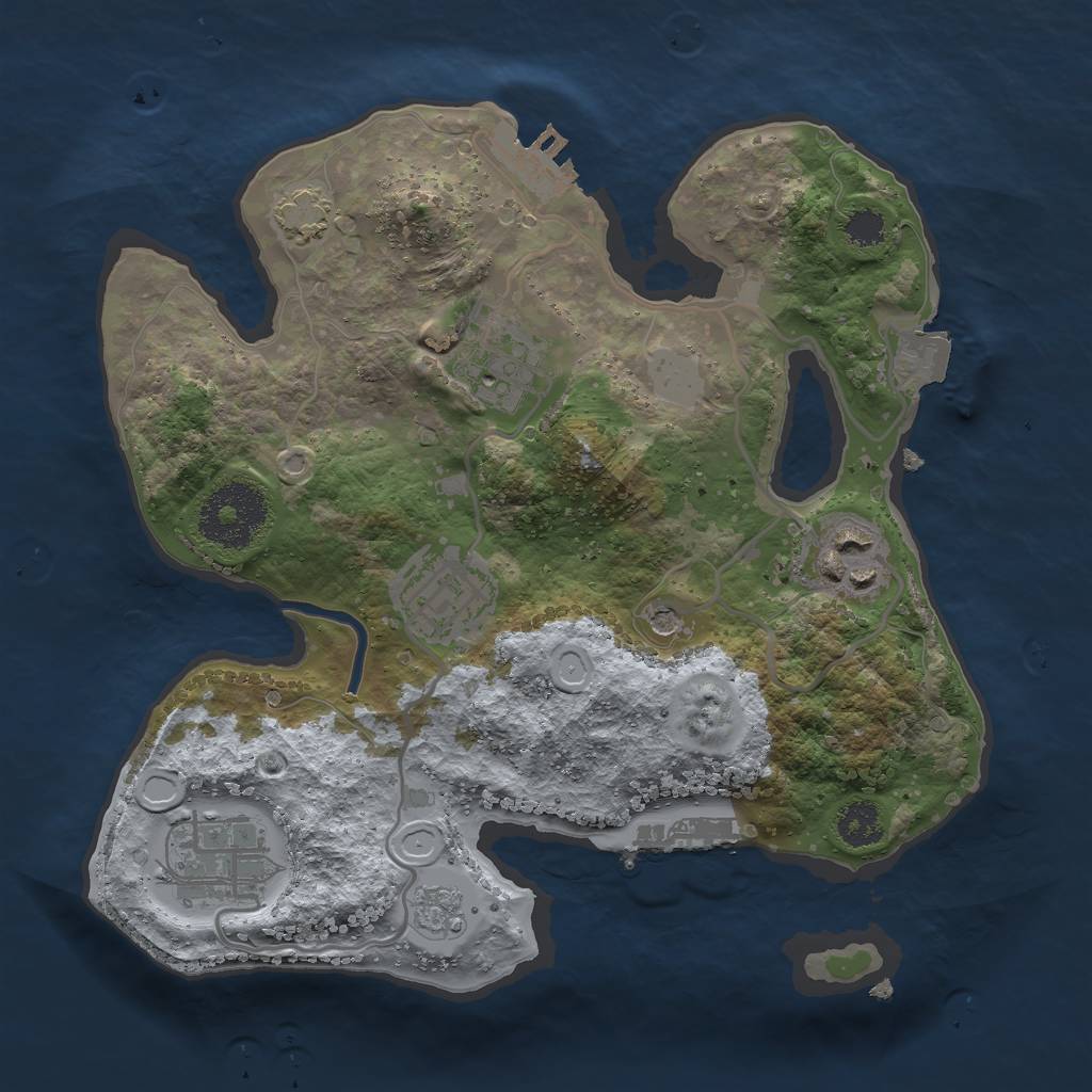 Rust Map: Procedural Map, Size: 2500, Seed: 1717367704, 12 Monuments