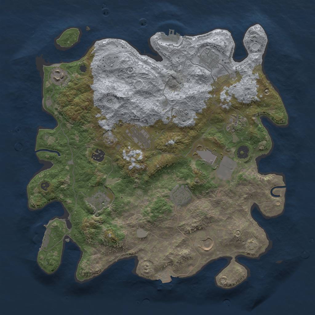 Rust Map: Procedural Map, Size: 3700, Seed: 1016738069, 18 Monuments