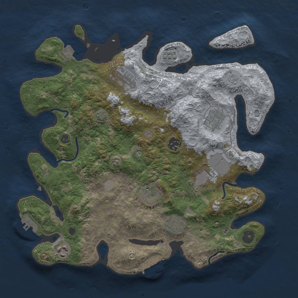 Rust Map: Procedural Map, Size: 3500, Seed: 9173781, 16 Monuments