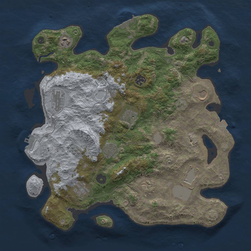 Rust Map: Procedural Map, Size: 3700, Seed: 2140375759, 18 Monuments
