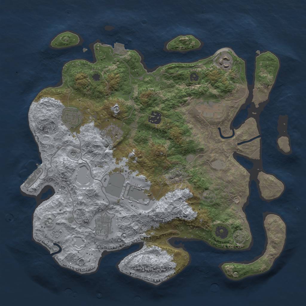 Rust Map: Procedural Map, Size: 3500, Seed: 28546, 14 Monuments