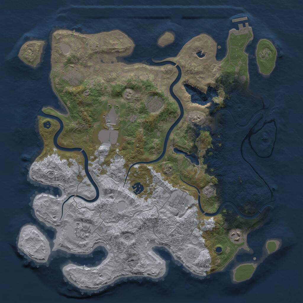 Rust Map: Procedural Map, Size: 4000, Seed: 680335708, 13 Monuments