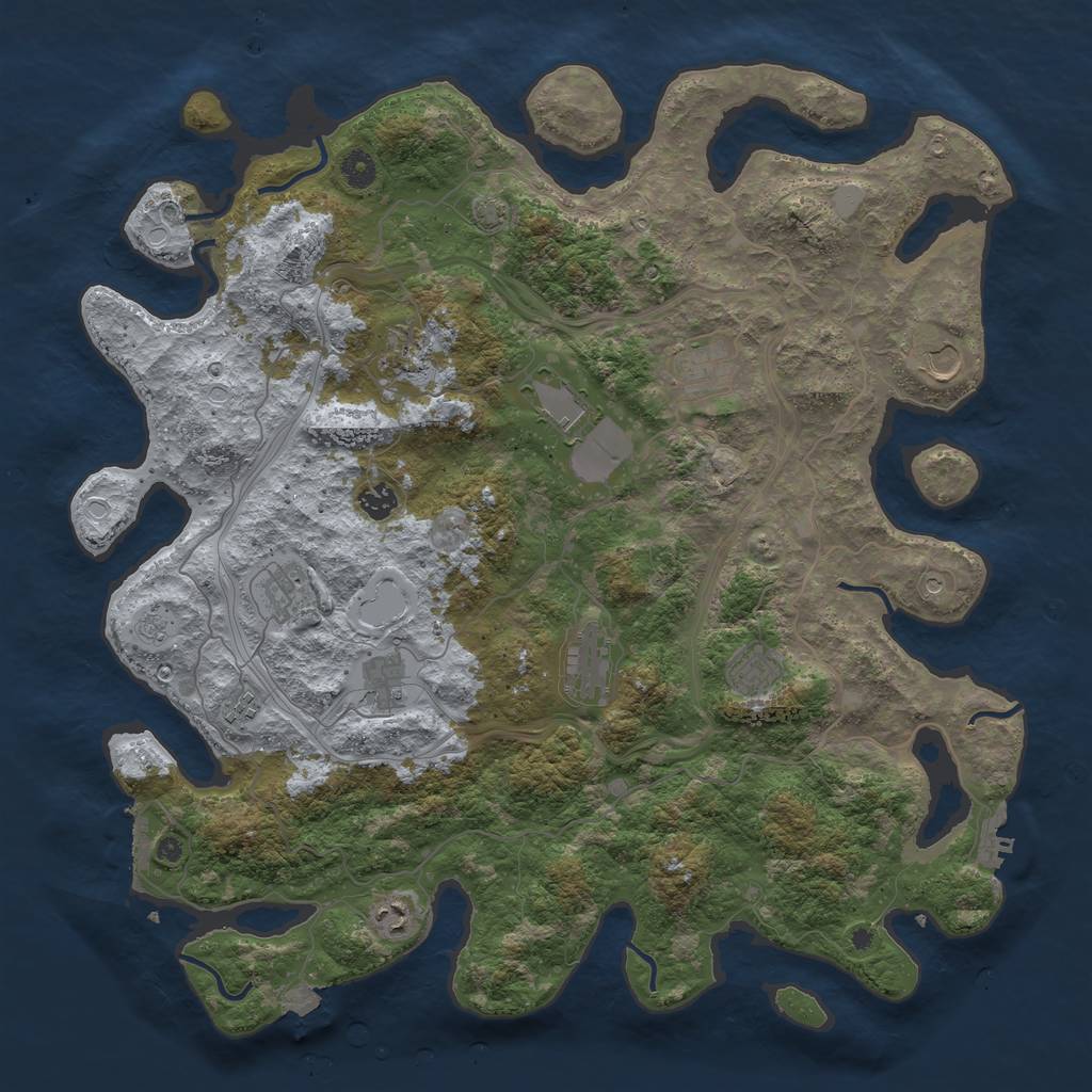 Rust Map: Procedural Map, Size: 4500, Seed: 1164437854, 19 Monuments