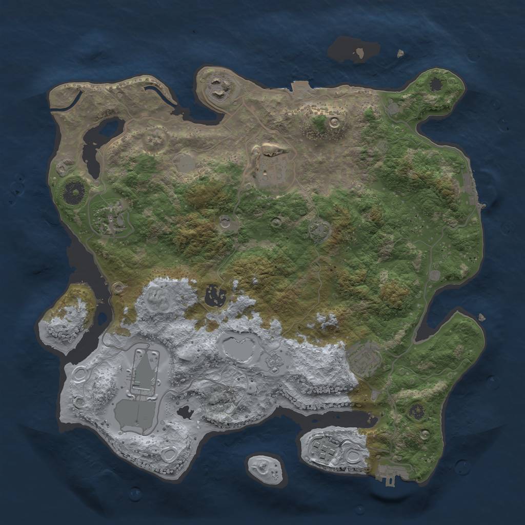 Rust Map: Procedural Map, Size: 3500, Seed: 53247245, 15 Monuments