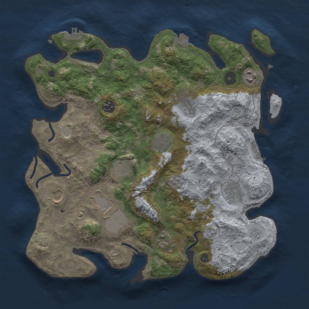 Rust Map: Procedural Map, Size: 3600, Seed: 1059687468, 18 Monuments