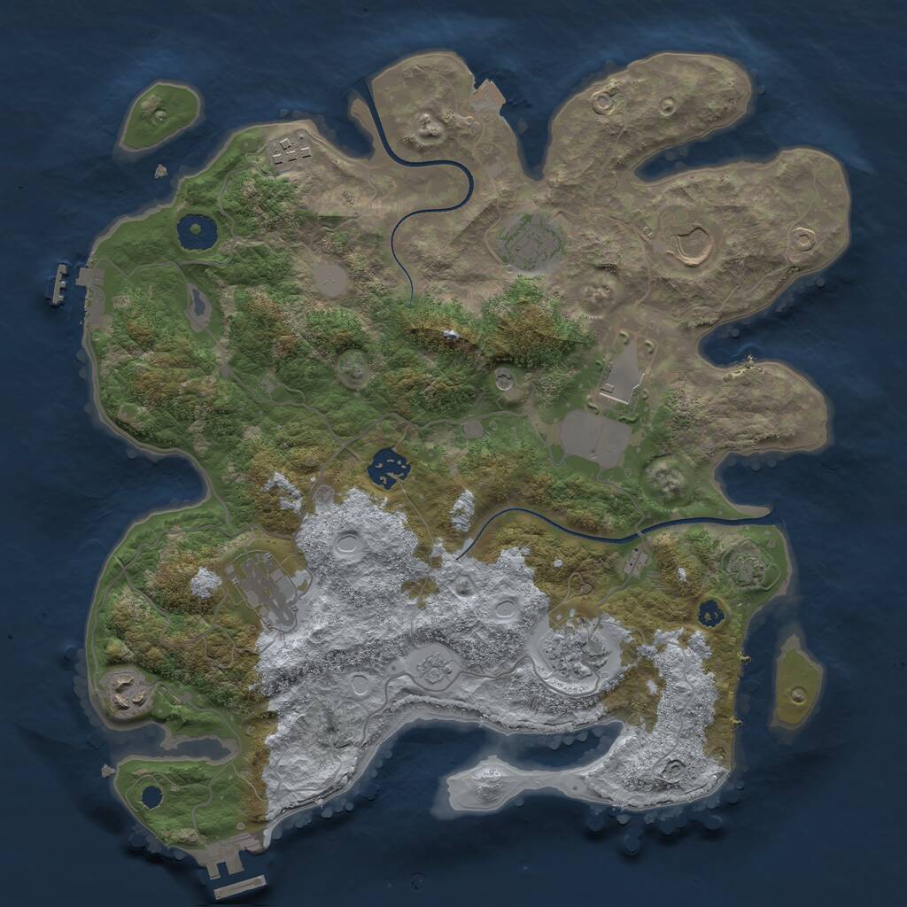 Rust Map: Procedural Map, Size: 3500, Seed: 261538020, 14 Monuments