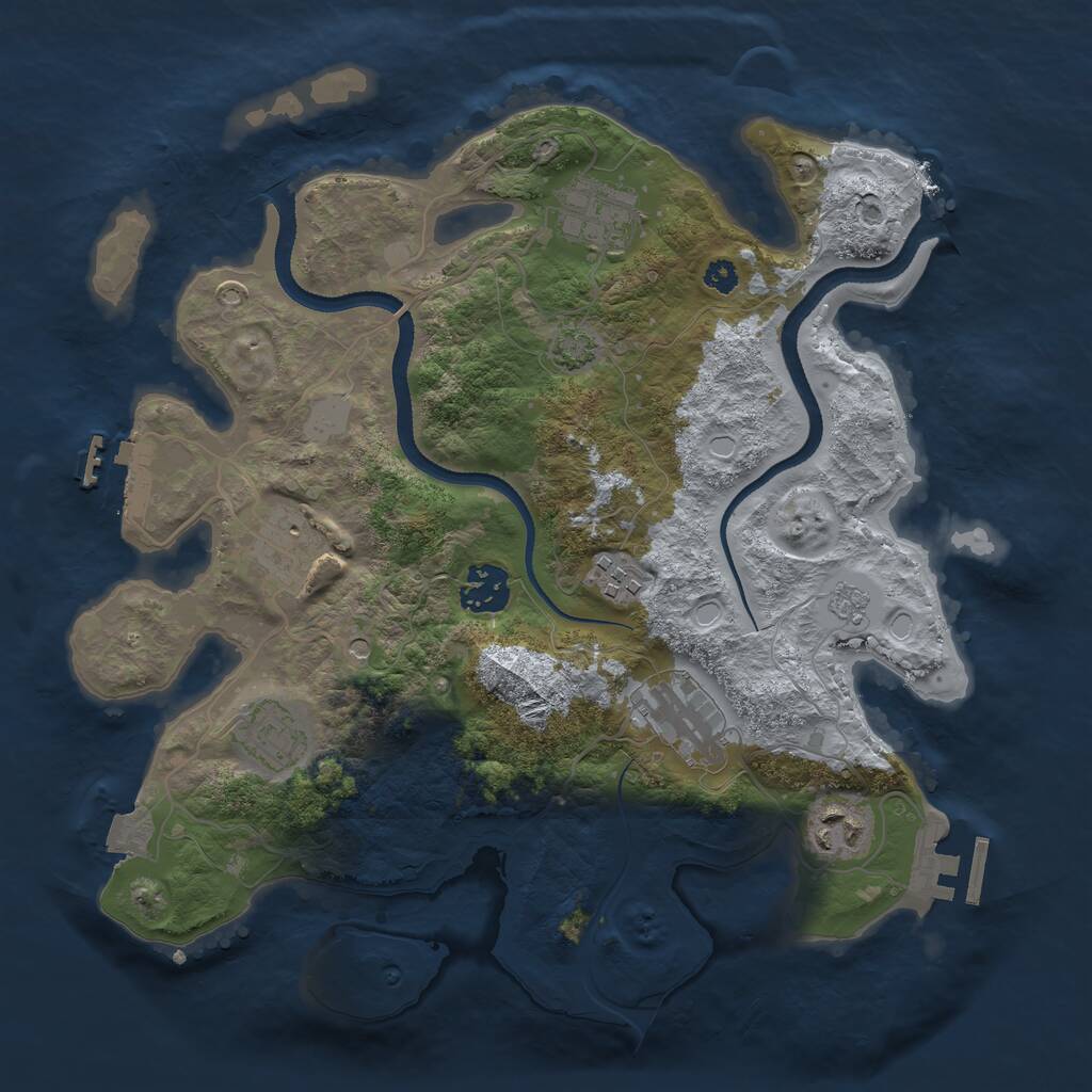 Rust Map: Procedural Map, Size: 3250, Seed: 796186617, 13 Monuments